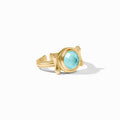 Julie Vos Bamboo Stone Ring Iridescent Bahamian Blue