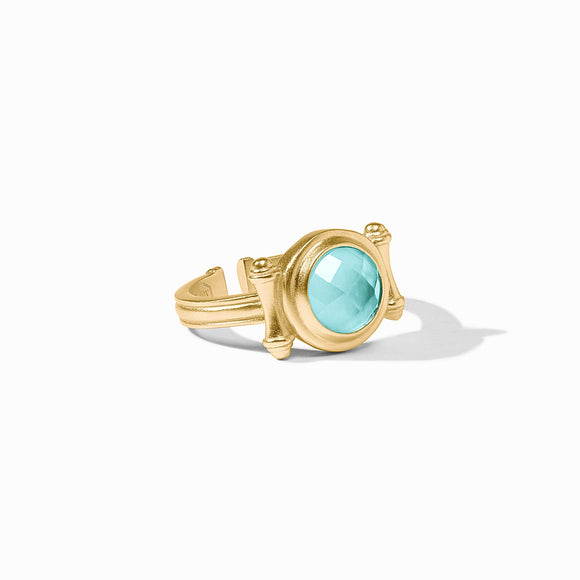 Julie Vos Bamboo Stone Ring Iridescent Bahamian Blue