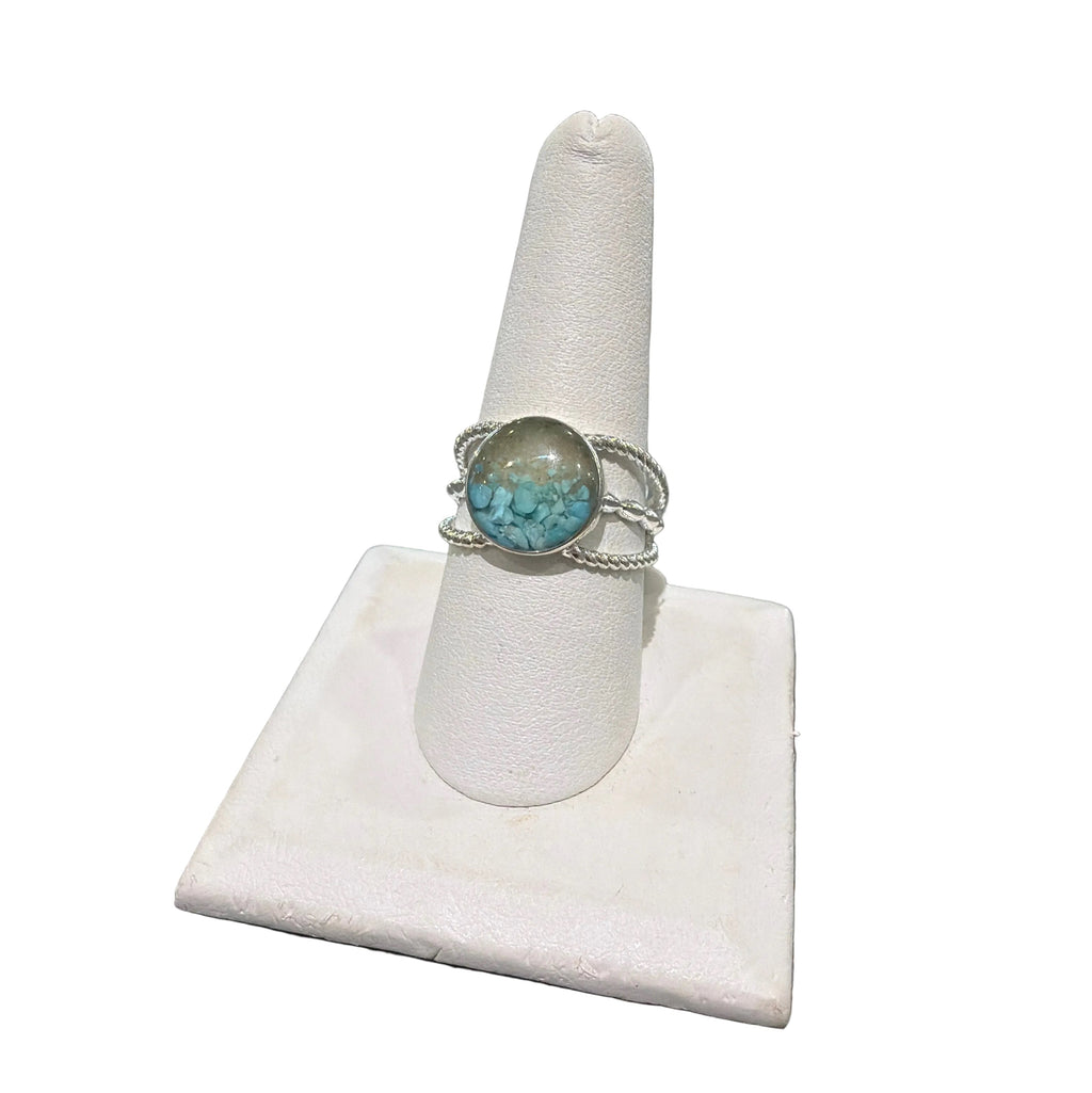 Dune Round Boho Ring - Size 9 Turquoise Gradient