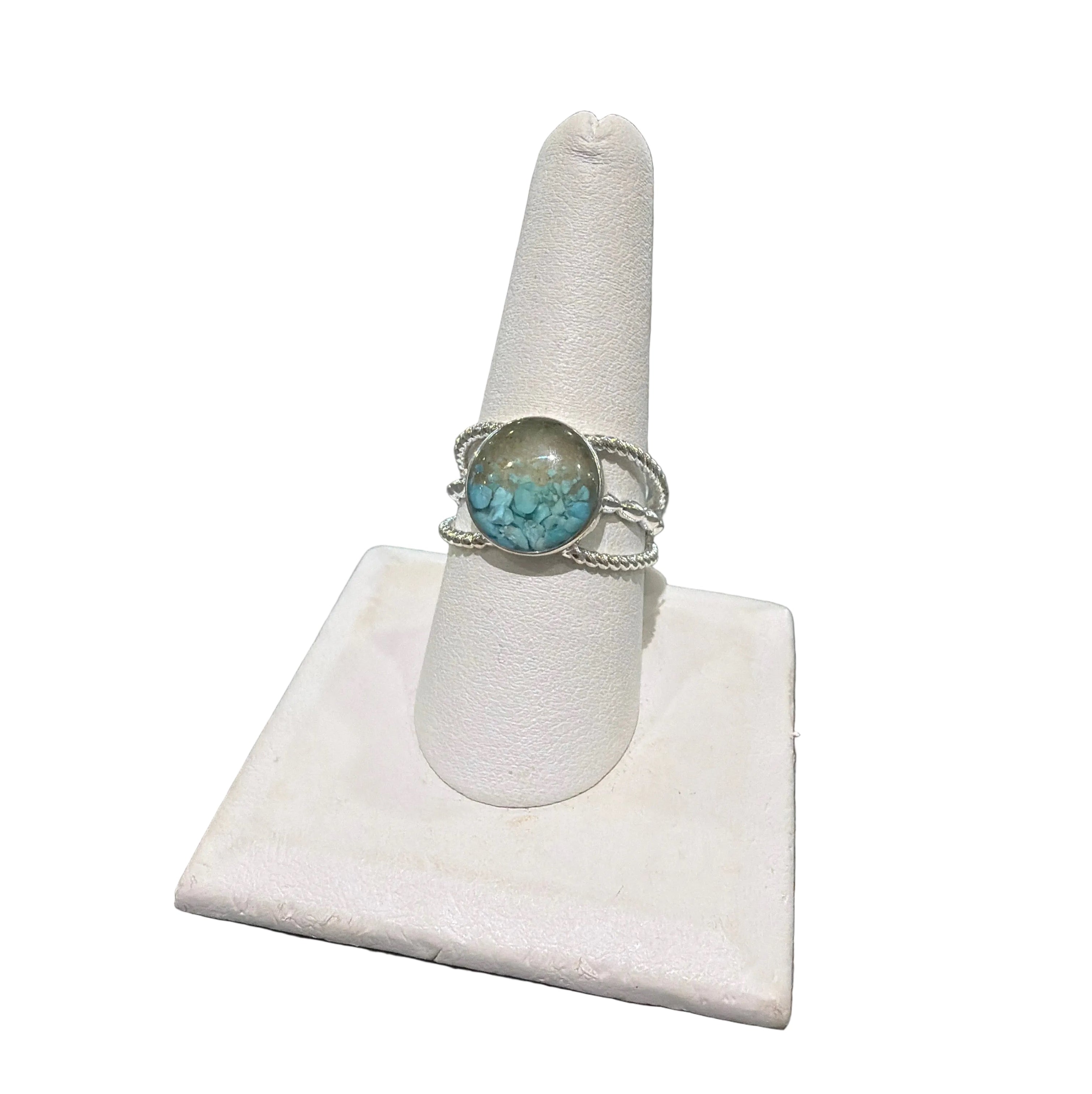 Dune Round Boho Ring - Size 9 Turquoise Gradient