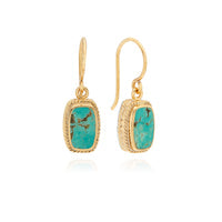 Anna Beck Turquoise Gold Cushion Drop Earrings