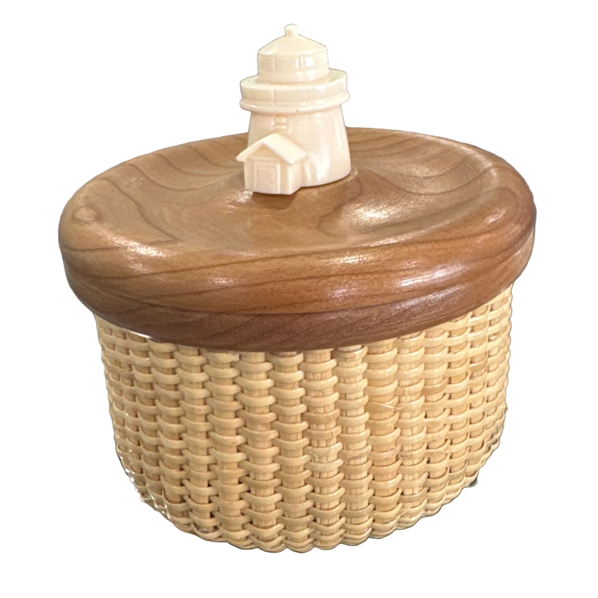 Nantucket Basketworks Trinket Box W/Lighthouse Knob