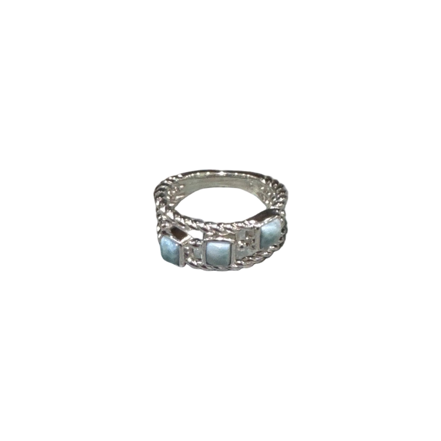 Dune Square Boho Ring Larimar Sz 8