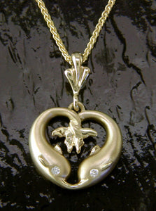Steven Douglas Dolphin Gold & Diamond Heart Pendant