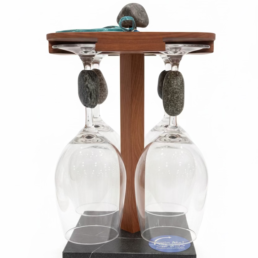 Unique Granite Wine Glass Holder with Wine Glasses