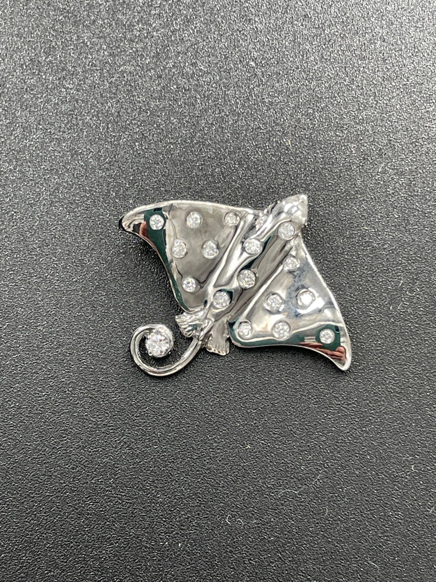 Steven Douglas Eagle Ray Pendant with White Gold with Black & White Rhodium & Diamonds