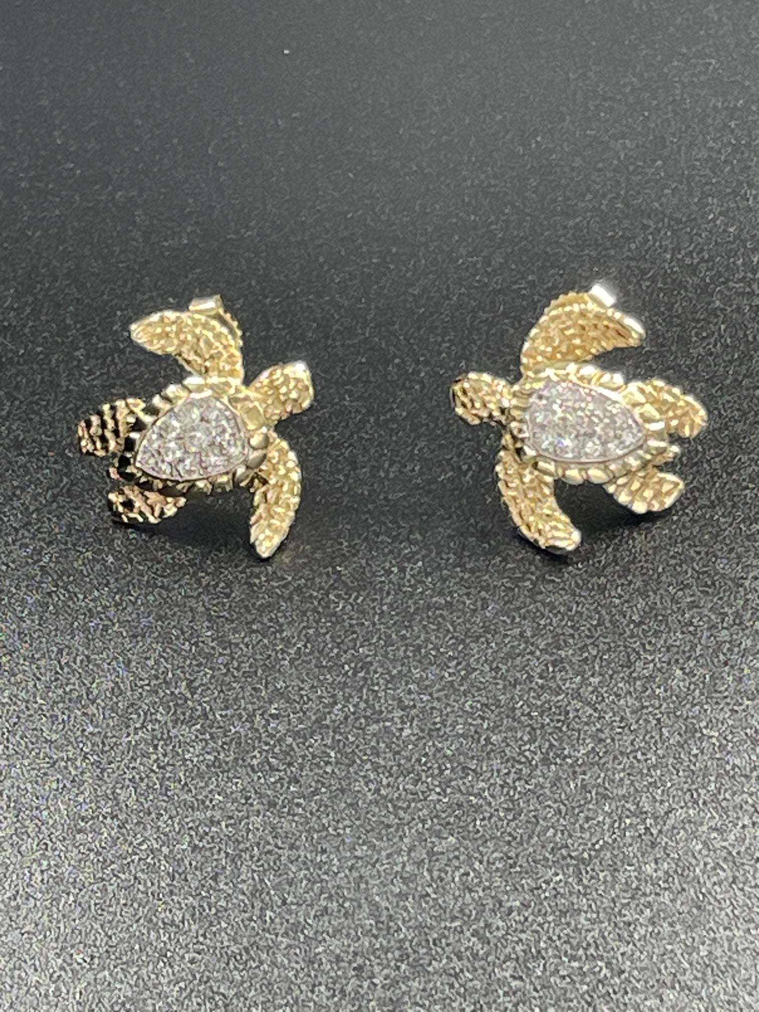 Steven Douglas Sea Turtle Gold & Diamond Stud Earrings