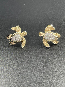 Steven Douglas Sea Turtle Gold & Diamond Stud Earrings