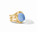 Julie Vos Wave Stone Ring Iridescent Chalcedony blue