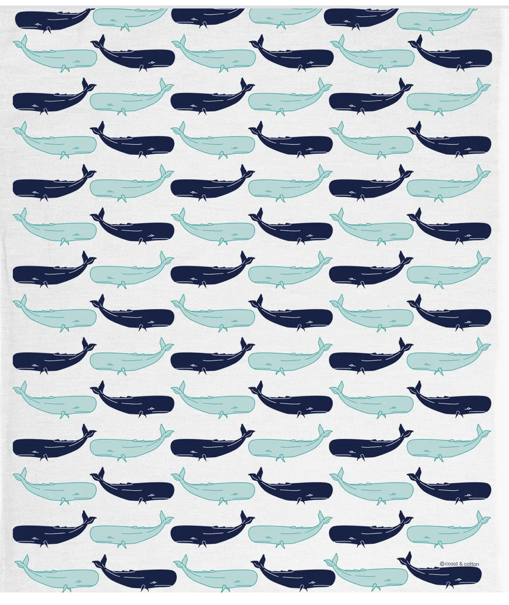 Coast & Cotton Tea Towel Whales