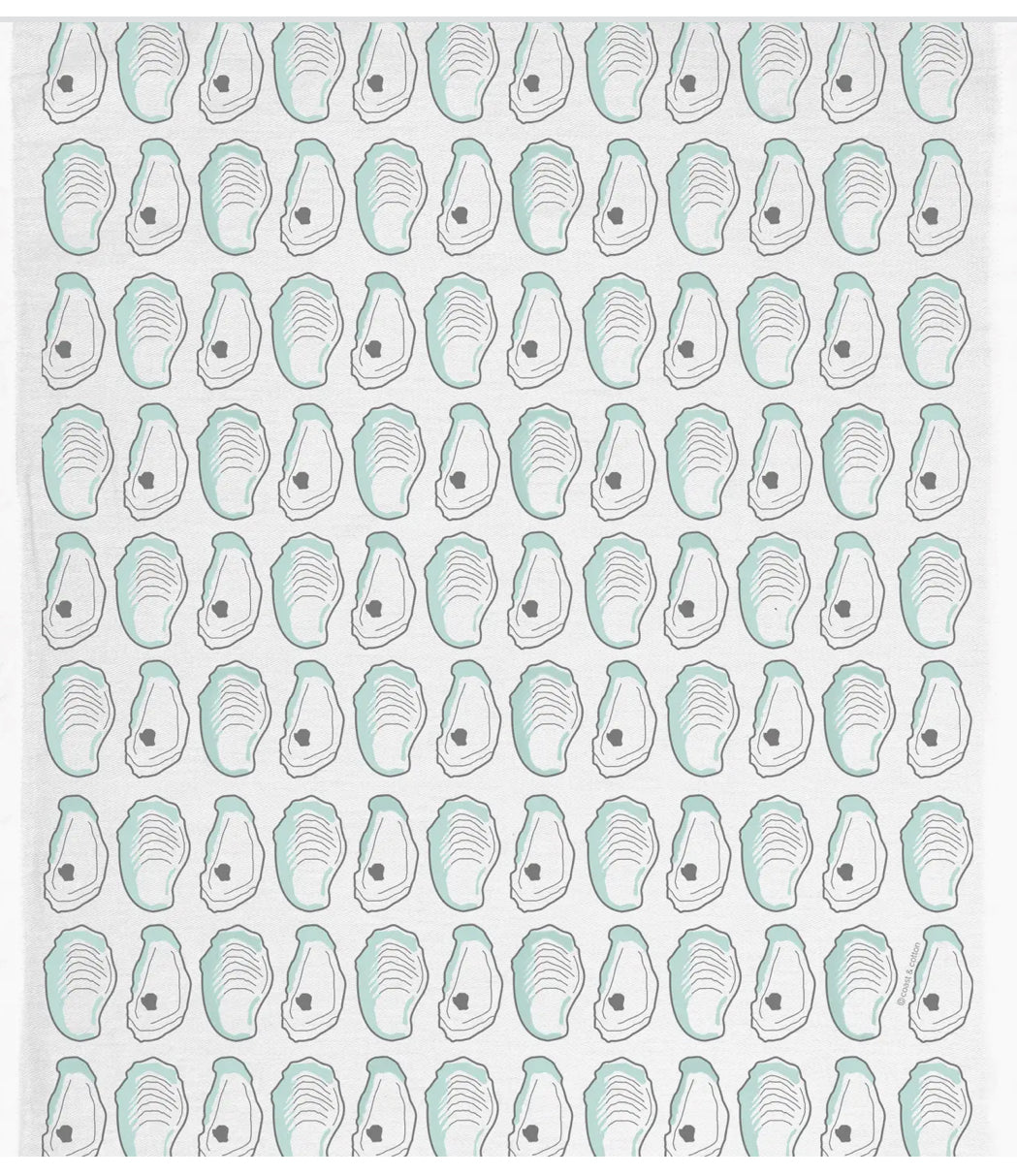 Coast & Cotton Tea Towel Oyster Shells Lt Blue