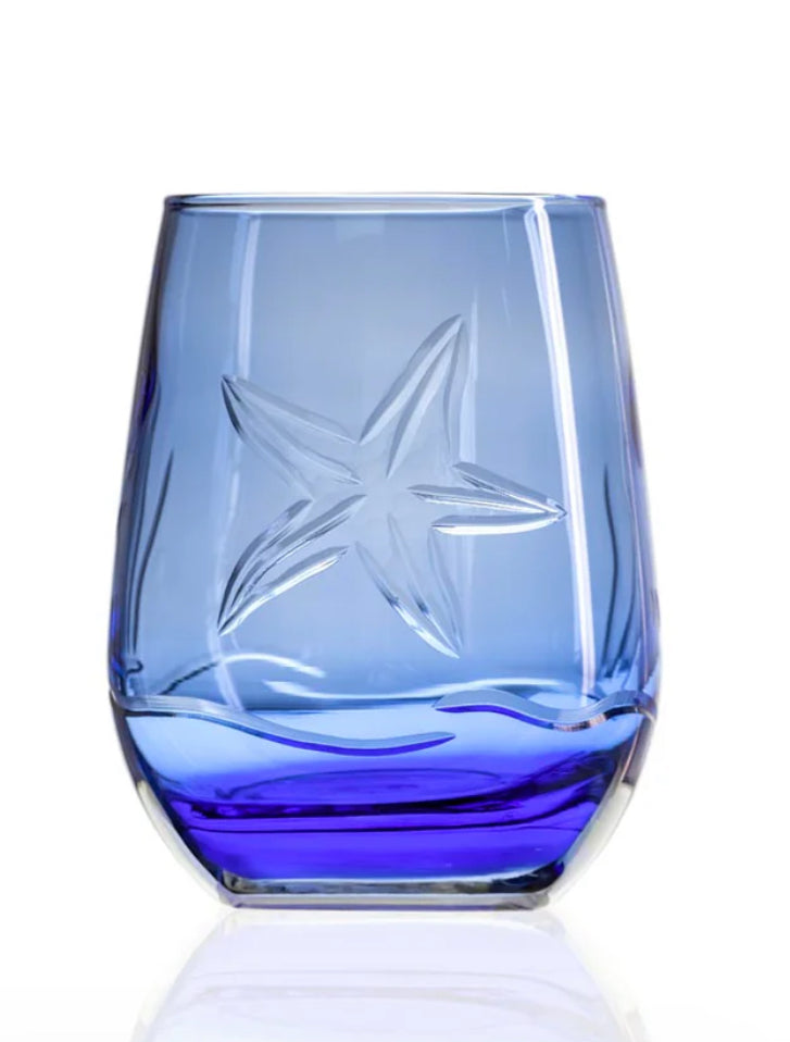 Rolf Starfish Blue Stemless Wine (15oz)