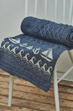 Aran Woolen Mills Farraige Aran Throw Denim
