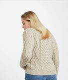 Aran Woolen Mills Inagh Ladies Aran Cardigan Oat Med