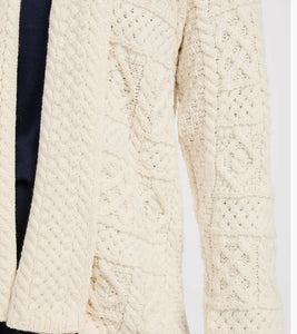 Aran Woolen Mills Liffey Ladies Aran Shawl Cardigan Cream Med