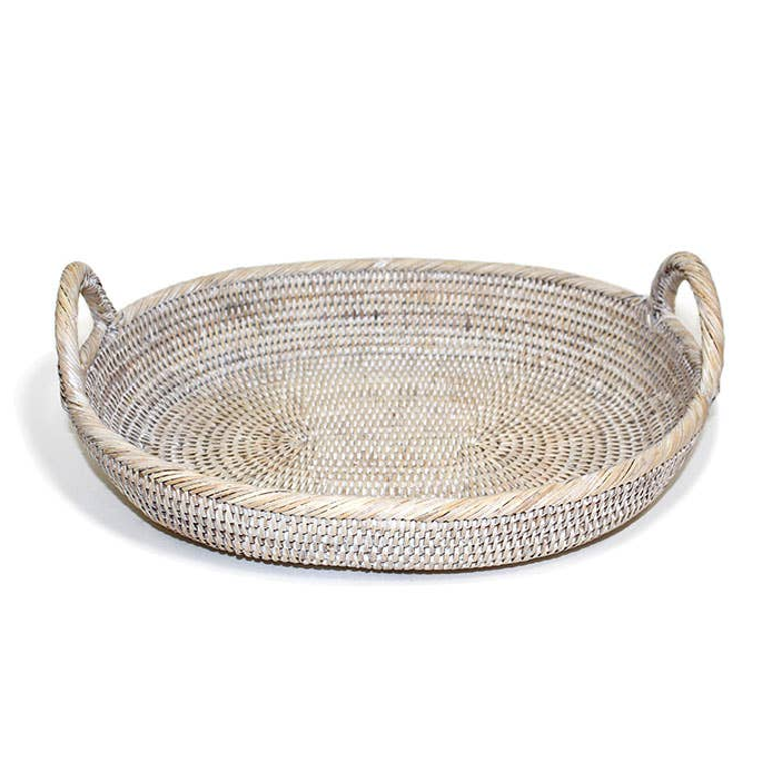 Matahari BAM230-WW Oval Tray with Loop Handles - WW 16x13x2.5(5)'H