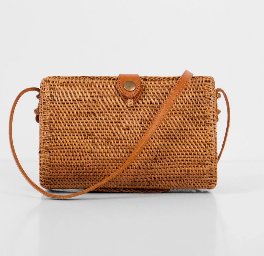 Bali Harvest Rattan Clutch Crossbody (Brown Water Drop)