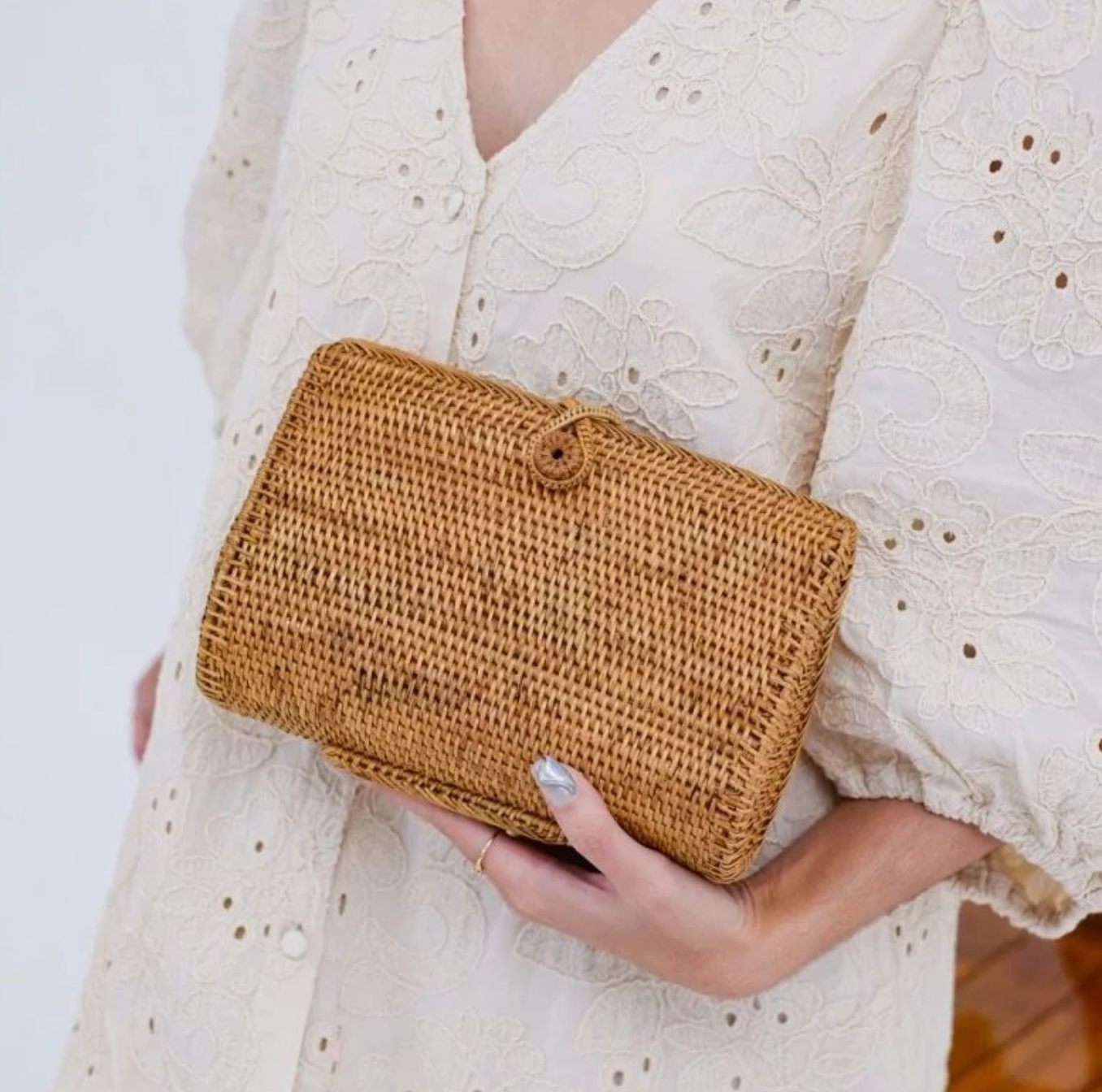 Bali Harvest Rattan Clutch  (Brown Water Drop)