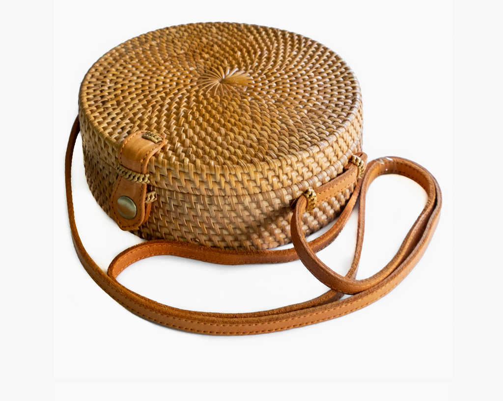 Bali Harvest Round Ata Rattan Bag (Brown)
