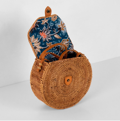 Bali Harvest Round Ata Rattan Bag (Brown)