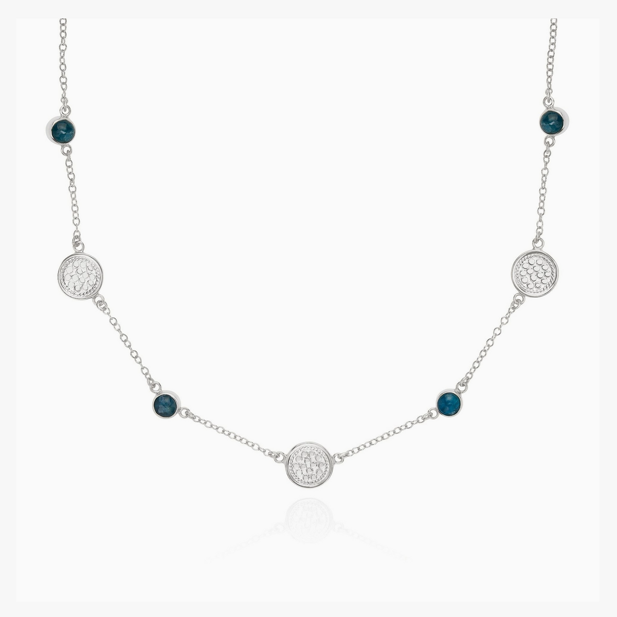AB Apatite Station Necklace- Silver - 16-18"