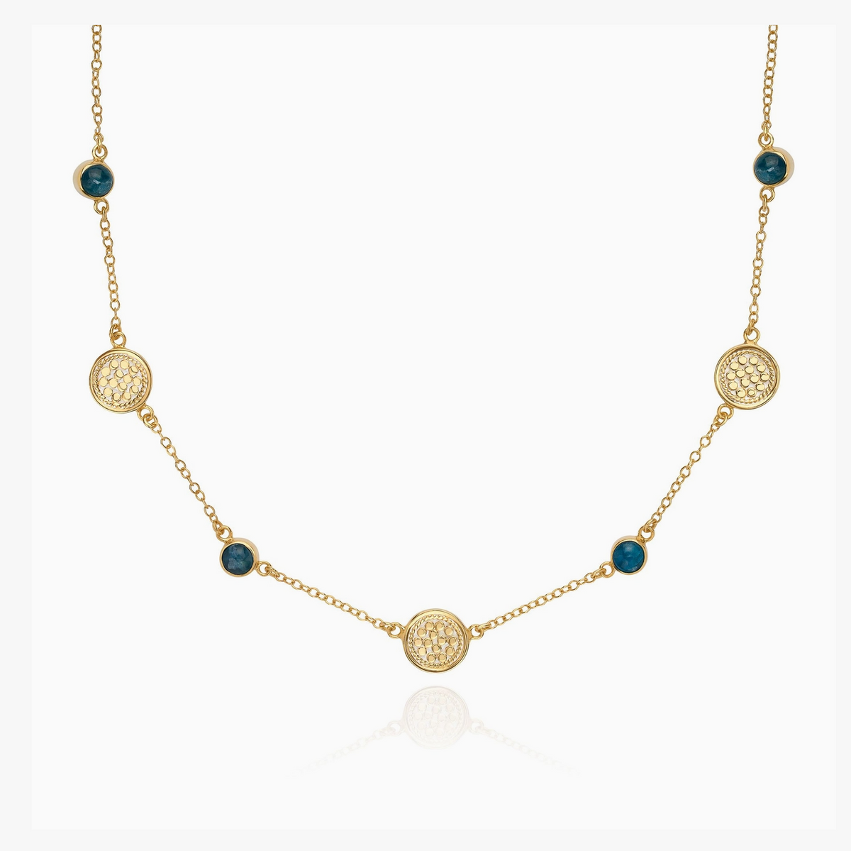 AB Apatite Station Necklace - Gold - 16-18"