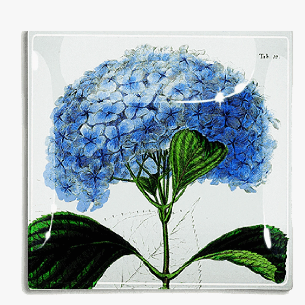 Ben's Garden Blue Hydrangea Decoupage Glass Tray