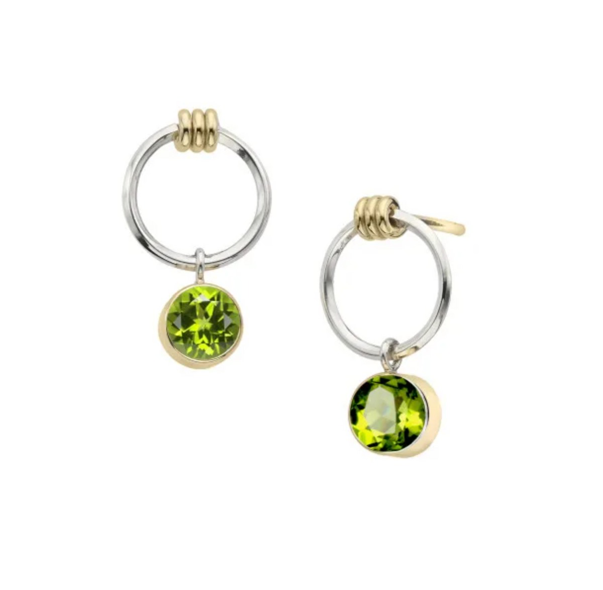 EL Designs Mira Earring SS/Gold & Faceted Peridot