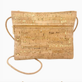Natalie Therese Cork Zip Top Cross Body Bag w/ Zip Pocket | Gold Flecked