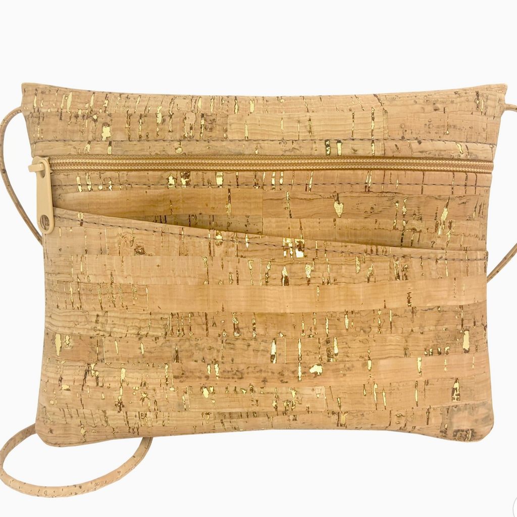 Natalie Therese Cork Convertible Crossbody & Fanny Bag | Gold Flecked Cork