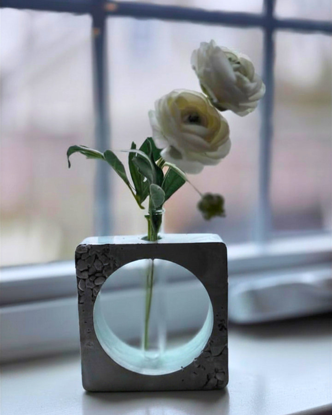 Square bud vase - gray