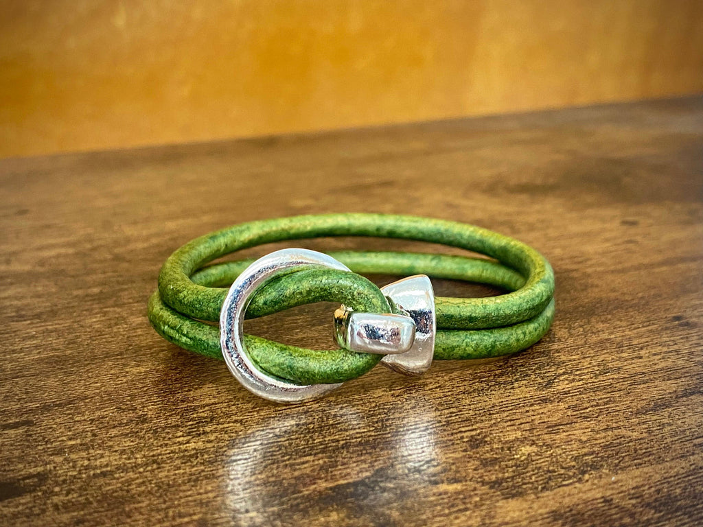 Silver Buckle Leather Bracelet