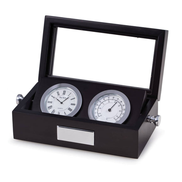 BeyBerk  Black Thermometer and Clock