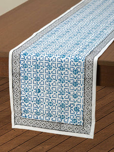 Sevya Blue Geometric Table Runner