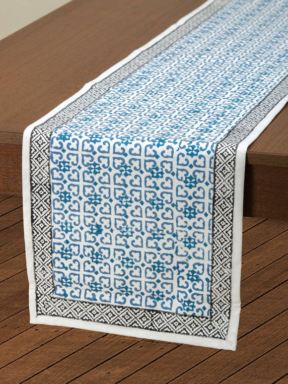 Sevya Blue Geometric Table Runner