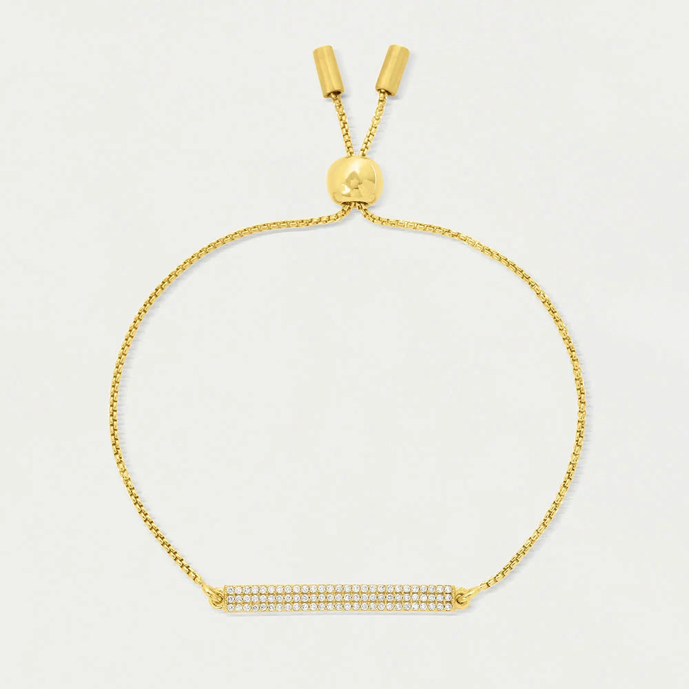 Petit Pave Bar Bracelet - Gold/White Topaz