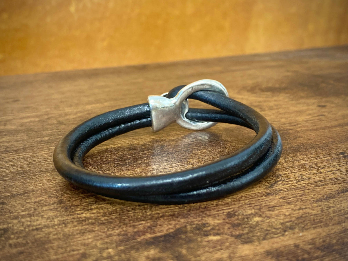 Silver Buckle Leather Bracelet