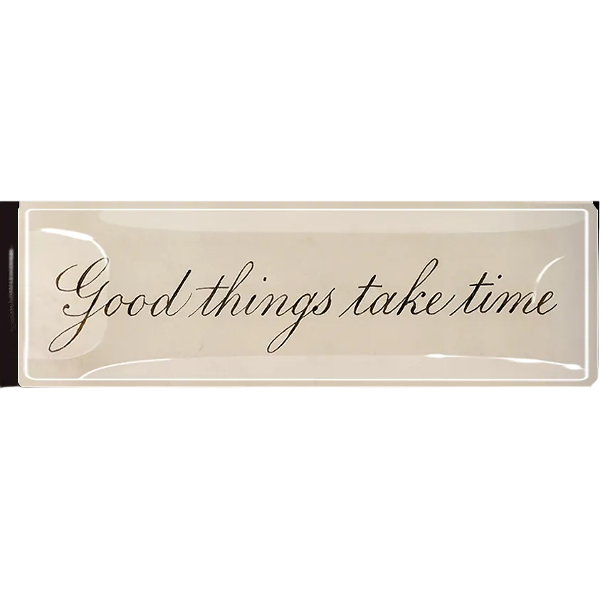 Ben's Garden - Good Things Take Time Cursive Decoupage Glass Tray