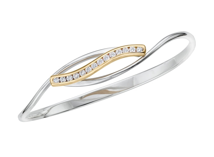 Ed Levin Diamond, Sterling Silver & Gold Crest Bracelet