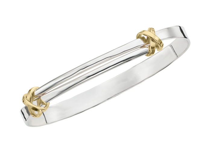 Ed Levin Signature Sterling Silver Kiss Bracelet with Gold Accents