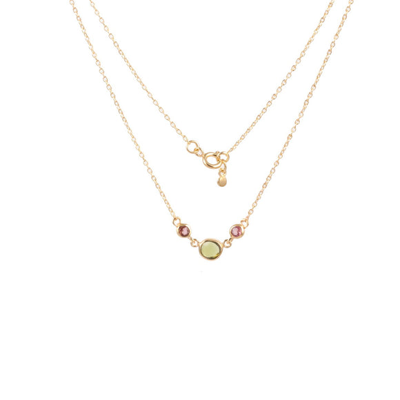Manjusha Green Pink Tourmaline Trio Pendant