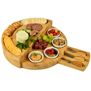 Picnic at Ascot Swivel Charcuterie Board with Ceramic Bowls & Tools
