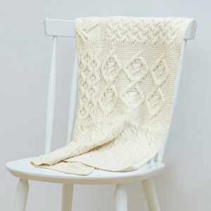 Aran Woolen Mills Glora Aran Patchwork Cot Throw Cream