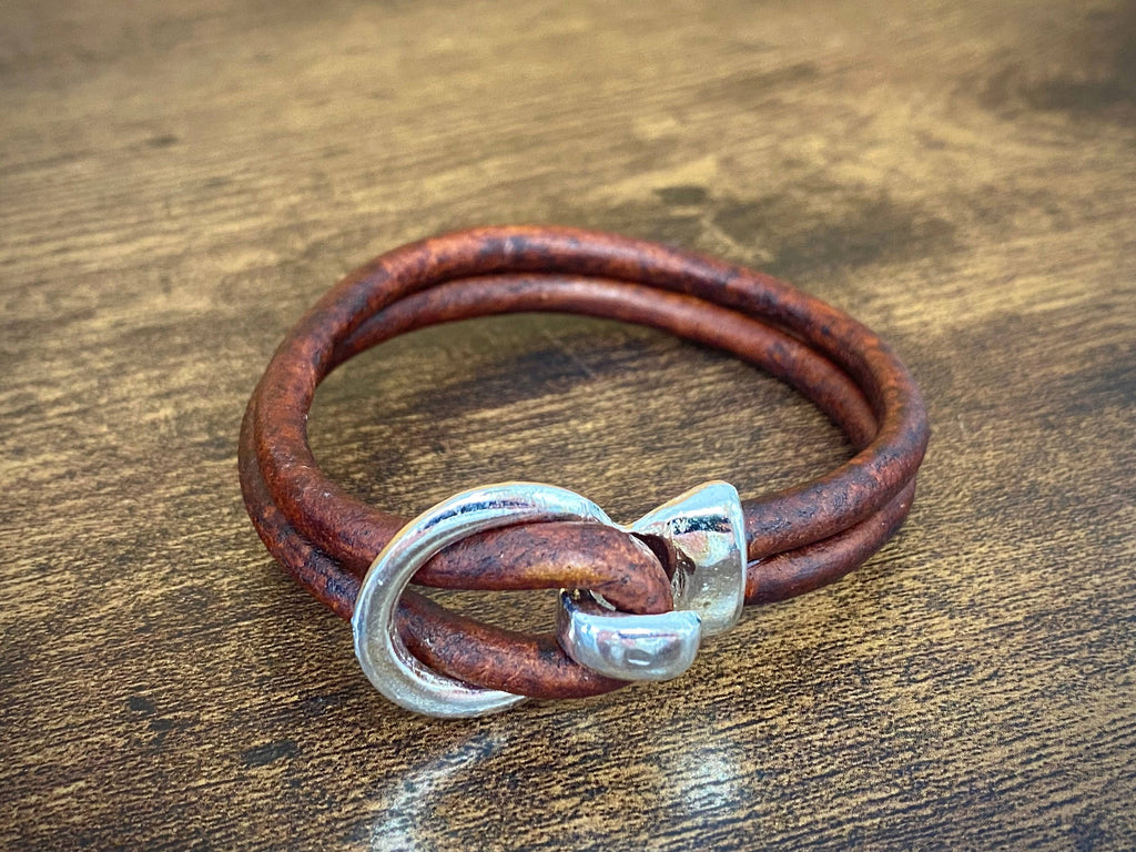 Silver Buckle Leather Bracelet