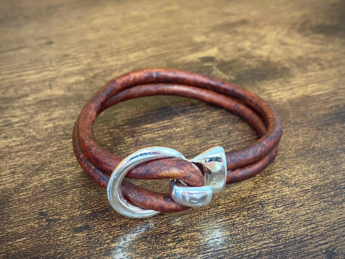 Silver Buckle Leather Bracelet