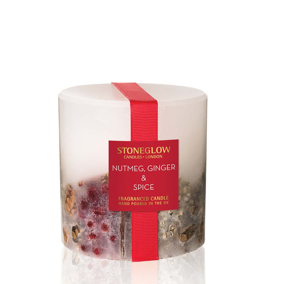 StoneGlow Nutmeg Ginger & Spice Fat Pillar Candle