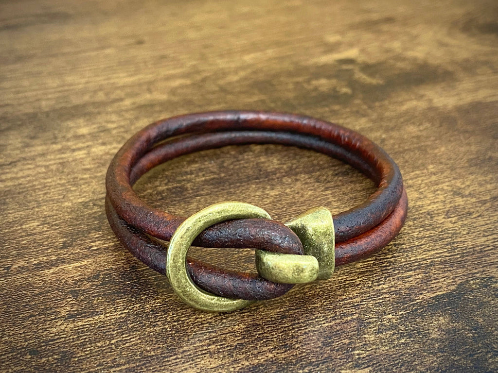 Brass Buckle Leather Bracelet