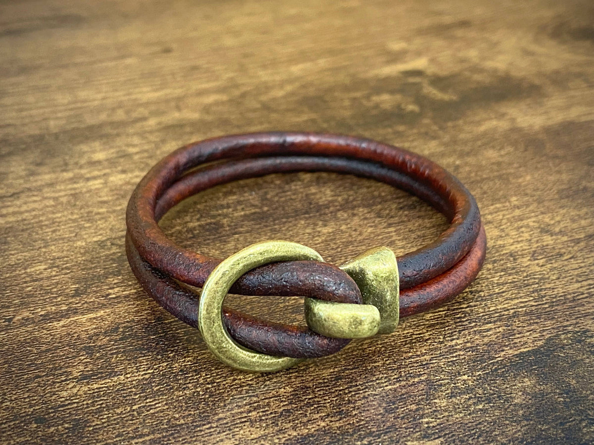 Brass Buckle Leather Bracelet