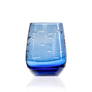 Rolf Fish Blue Stemless Wine