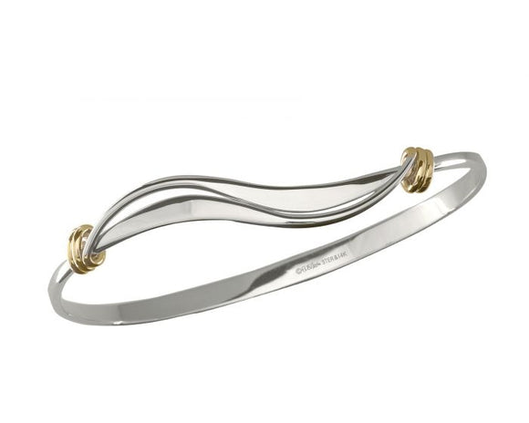 Ed Levin Signature Wave Sterling Silver Bracelet with Gold Accents